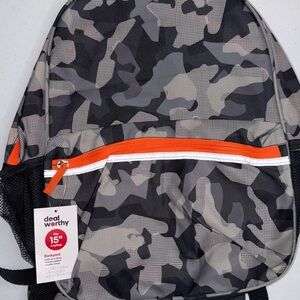Camouflage Kids Backpack with Orange Trim